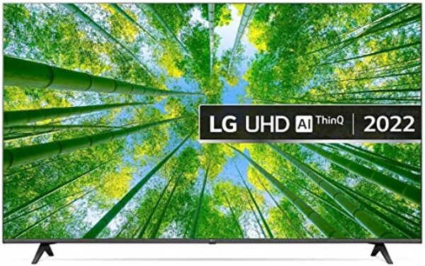 تلفزيون من ال جي مقاس 50 بوصة UHD بجودة 4 كيه اصدار 80، HDR10 برو ومعالج ذكاء اصطناعي ايه 5 الجيل الخامس، تقنية اتش جي اي جي، بجودة 4 كيه تصميم بدون اطار (طراز 2022)، موديل 50UQ80006LD