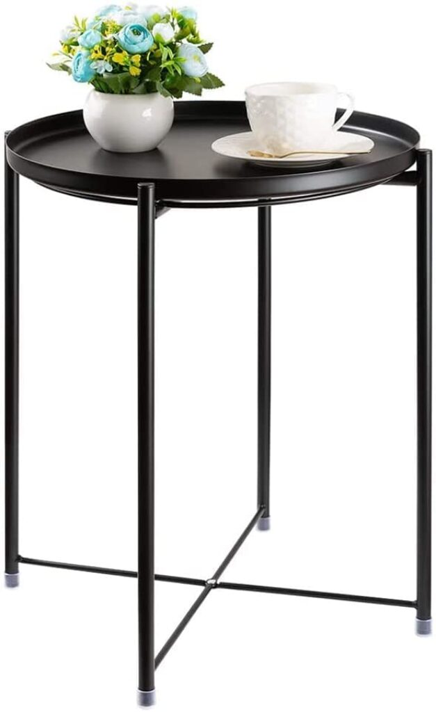 Round Table with Removable Tray Multi-Functional/Black