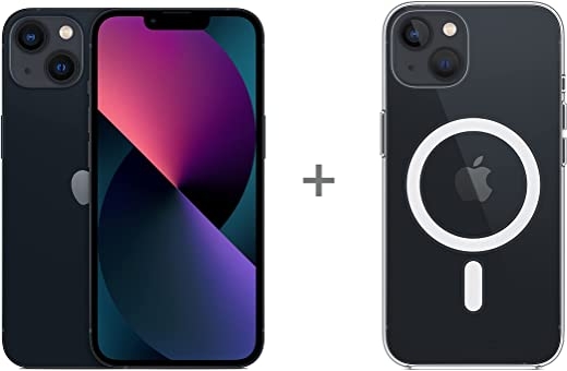 جوال جوال ايفون 13 (سعة تخزين 128جيجابايت ) بلون سماء الليل + حافظة حماية شفافة مع ماج سيف