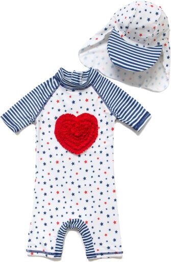 BONVERANO Infant Girls' Swimsuit UPF 50+ Sun Protection S/S One Piece Zip...