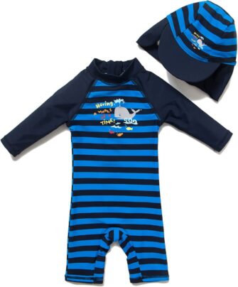 BONVERANO Infant Girls' Swimsuit UPF 50+ Sun Protection S/S One Piece Zip...