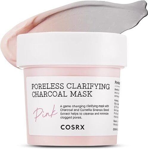 COSRX Pink Pore Clarifying Charcoal Mask 3.8 fl. oz / 110g Blackheads, Pores, Acne Control, Color Changing Fun Skincare, Detox Face Clay Mask, Wash Off Type