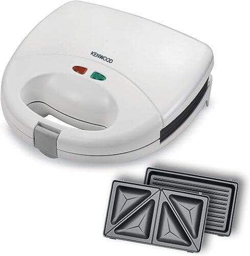 Kenwood 2-in-1 Sandwich Maker & Grill with 2 Sets of Non Stick Multifunctional Plates for Grilling and Toasted Sandwiches SMP01.A0WH White,