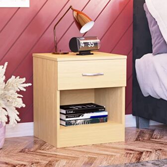 Vida Designs Riano 1 Drawer Bedside Chest, Pine
