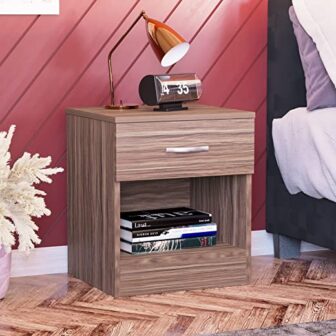 Vida Designs Riano 1 Drawer Bedside Chest, Walnut H: 47 / W:...