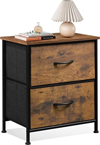 WLIVE Nightstand with 2 Fabric Drawers,Bedside Furniture & End Table Dresser for...